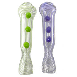 3" Marble Top Slyme Ribbon Flat Mouth Chillum Hand Pipe - (Pack of 2) [CH364]